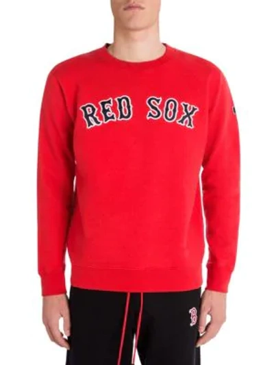 Shop Marcelo Burlon County Of Milan Red Sox Crewneck Sweatshirt In Red Blue