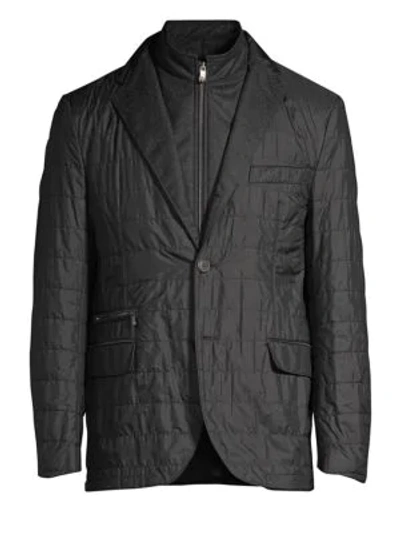 Shop Corneliani Quilted Id Blazer Jacket In Black