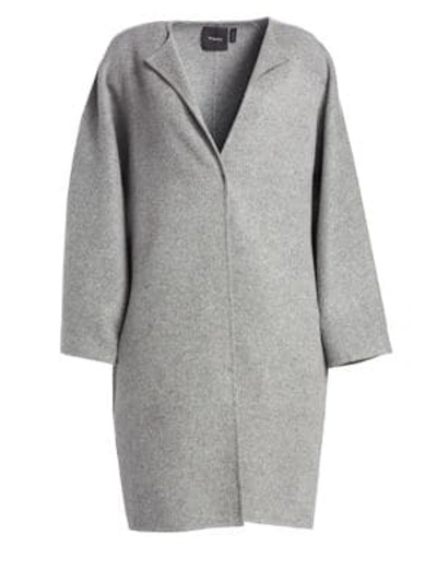 Shop Theory Rounded Wool-blend Coat In Medium Grey Melange