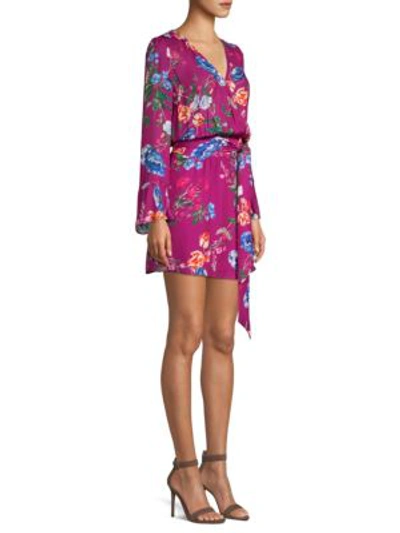 Shop Parker Amanda Bell Sleeve Floral Wrap Dress In Plum