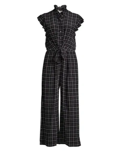 Shop Rebecca Taylor Plaid Silk Jumpsuit In Black