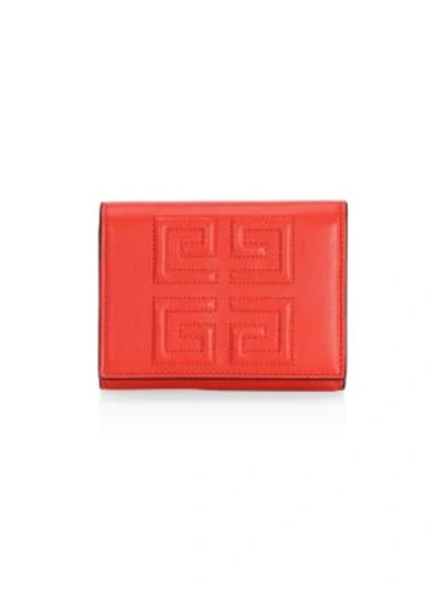 Shop Givenchy Emblem Logo Leather French Wallet In Poppy Red