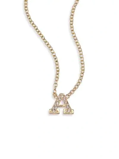 Shop Zoë Chicco Pavé Diamond & 14k Yellow Gold Initial Pendant Necklace In A