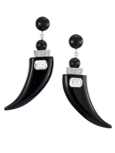 Shop Saint Laurent Pavé Tusk Drop Earrings In Black