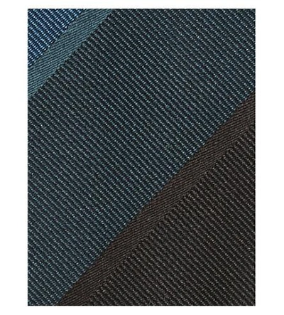 Shop Paul Smith Diagonal Stripe Silk Tie In Blue