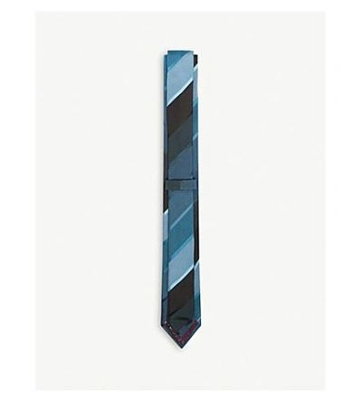 Shop Paul Smith Diagonal Stripe Silk Tie In Blue