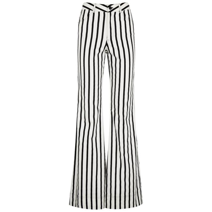 black and white striped flare jeans