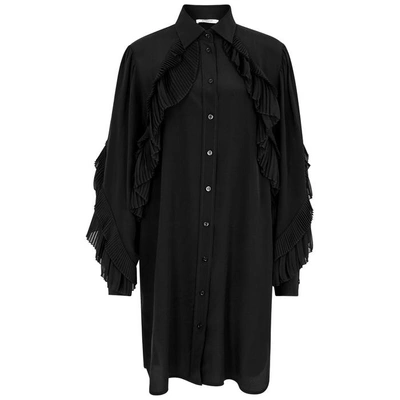 Shop Givenchy Black Ruffle-trimmed Silk Dress
