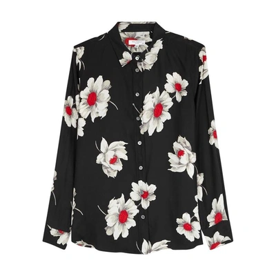 Shop Equipment Leema Floral-print Silk Shirt In Black