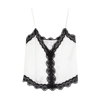 Shop Cami Nyc Knox Lace-trimmed Silk Charmeuse Top In White And Black