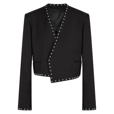 Shop Helmut Lang Black Studded Jersey Jacket