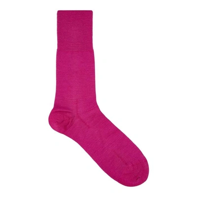 Shop Falke Airport Magenta Wool-blend Socks In Dark Pink