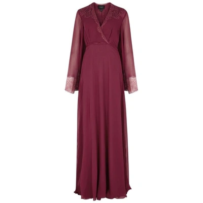 Shop Giambattista Valli Claret Lace-trimmed Silk Georgette Gown In Red