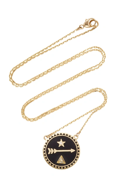 Shop Foundrae Dream Petite Champleve Stationary Necklace In Black
