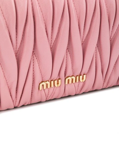 Shop Miu Miu Foldover Matelassé Clutch In Pink