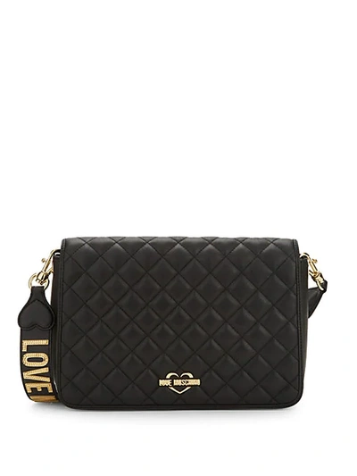 Shop Love Moschino Diamond Quilted Crossbody Bag In Black