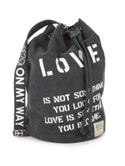 Shop Peace Love World Sling Bucket Bag In Washed Black