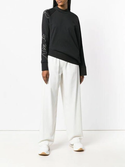 Shop Y-3 Adidas X Yohji Yamamoto Angled Waist Slogan Sweater In Black