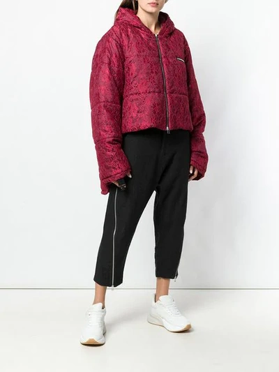 Shop Barbara Bologna Asymmetric Puffer Jacket - Red