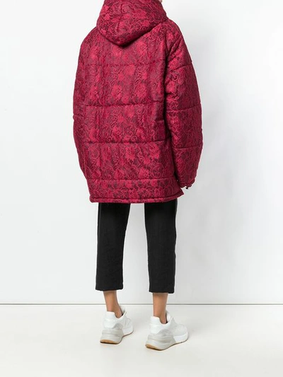 Shop Barbara Bologna Asymmetric Puffer Jacket - Red