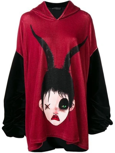 Shop Barbara Bologna Front Printed Hoodie In Red