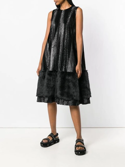Shop Comme Des Garçons Noir Kei Ninomiya Faux-fur Skirt Flared Dress - Black