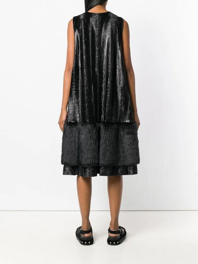 Shop Comme Des Garçons Noir Kei Ninomiya Faux-fur Skirt Flared Dress - Black