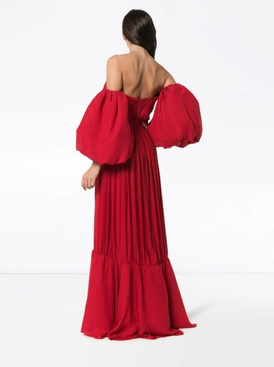 Shop Johanna Ortiz Señora Maria Rosa Red Silk-blend Dress