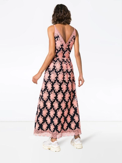 Shop Burberry Mesh Floral Embellished Lace Dress - Pink & Purple