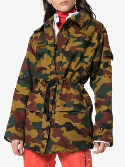 Shop Burberry Camouflage Long Sleeve Jacket   In Green