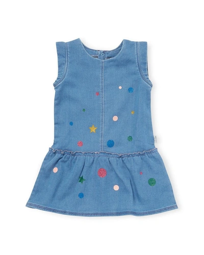 Shop Little Marc Jacobs Denim Peplum Dress In Nocolor
