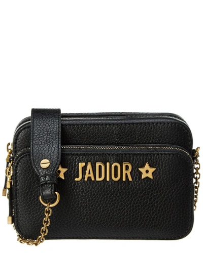 Shop Dior J'a Leather Crossbody Pouch In Black