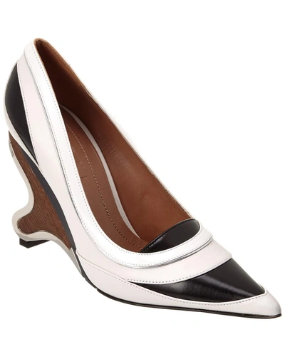 Shop Marni Wooden Heel Leather Pump In White