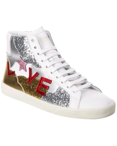 Shop Saint Laurent Court Classic Leather Love Sneaker In White
