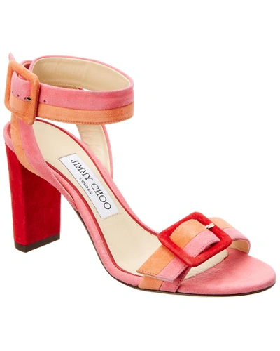 Shop Jimmy Choo Dacha 85 Suede Sandal In Pink