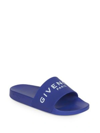 Shop Givenchy Flat Slide Sandals In Indigo Blue