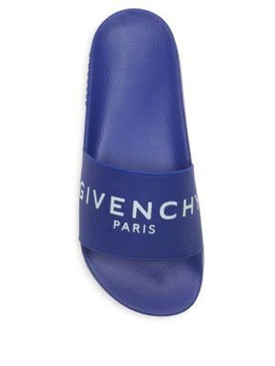 Shop Givenchy Flat Slide Sandals In Indigo Blue