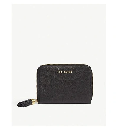Shop Ted Baker Sabel Small Grained Leather Purse In Black