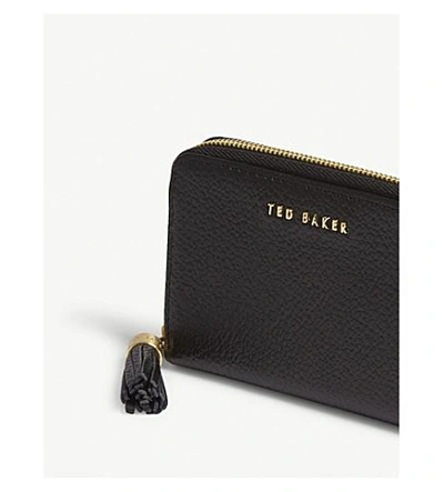 Shop Ted Baker Sabel Small Grained Leather Purse In Black