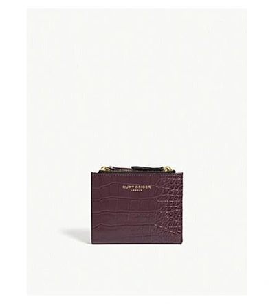 Shop Kurt Geiger Croc Embossed Leather Mini Purse In Wine