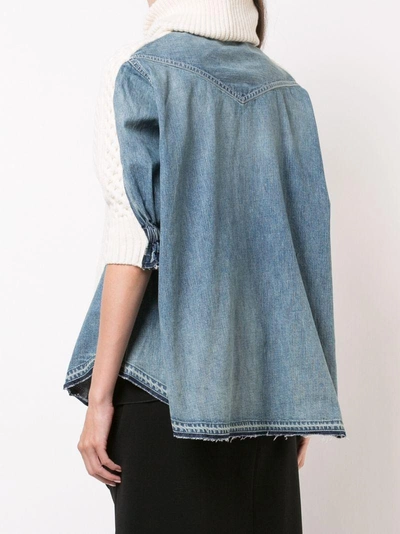 Shop Sacai Sweater-panelled Shirt - Blue