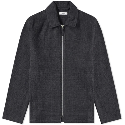 Shop Très Bien Wool Check Zip Blouson In Grey