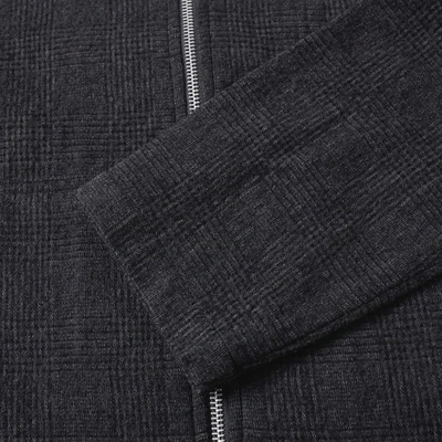 Shop Très Bien Wool Check Zip Blouson In Grey
