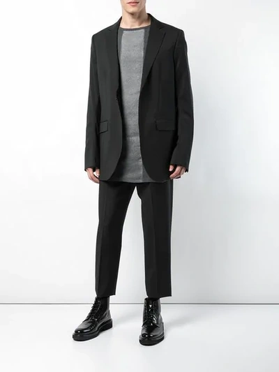 Shop Thamanyah Straight Fit Suit Jacket In Black