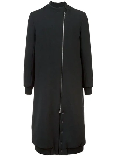 Shop Thamanyah Long Zipped Coat In Black