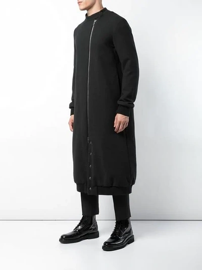 Shop Thamanyah Long Zipped Coat In Black