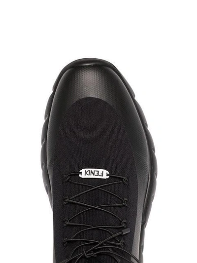 Shop Fendi Black Technical Knit High-top Sneakers