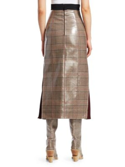 Shop Fendi Glazed Check Midi Skirt In Plaid