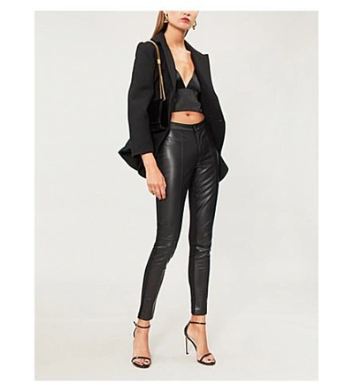 Shop Forever Unique High-rise Skinny Faux-leather Trousers In Black