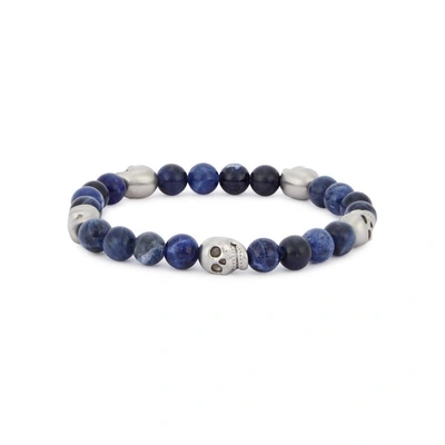 Shop Simon Carter Sodalite Beaded Skull Bracelet In Blue